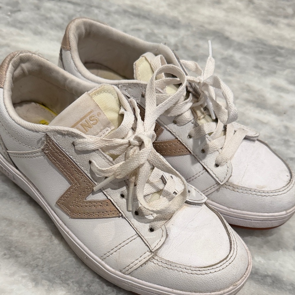 Vans White and Tan Sneakers